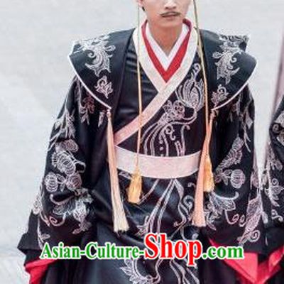 Drama Queen Dugu Chinese Sui Dynasty Emperor Yang Jian Hanfu Ancient King Historical Costume and Headpiece for Men