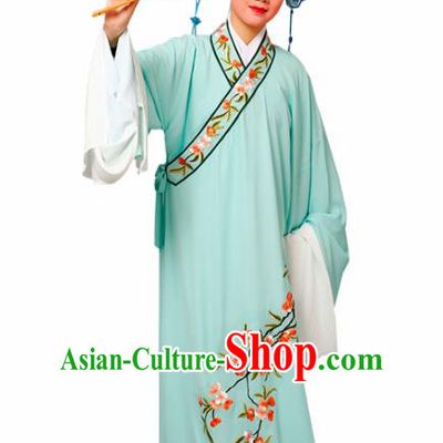 Chinese Traditional Peking Opera Niche Embroidered Cherrim Green Robe Beijing Opera Scholar Costume for Men