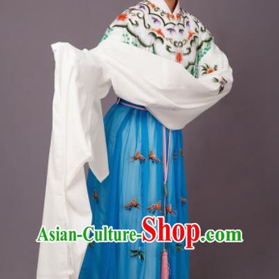 Chinese Traditional Beijing Opera Princess Costume Peking Opera Diva Blue Dress for Women