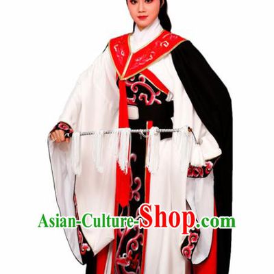 Chinese Traditional Peking Opera Prince White Robe Beijing Opera Niche Embroidered Costume for Men