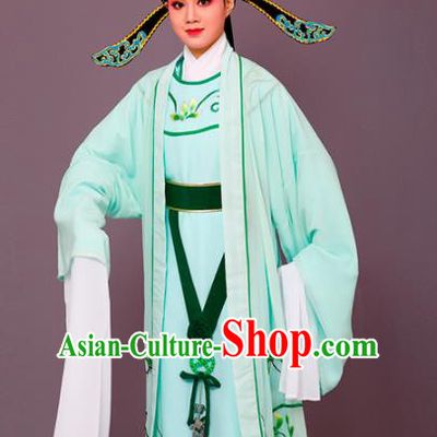 Chinese Traditional Peking Opera Embroidered Orchid Green Robe Beijing Opera Niche Costume for Men