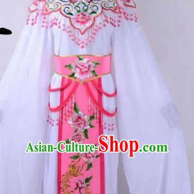 Chinese Traditional Shaoxing Opera Peri Embroidered Pink Peony Dress Beijing Opera Hua Dan Costume for Women