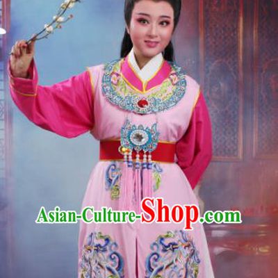 Chinese Traditional Peking Opera Crown Prince Embroidered Pink Robe Beijing Opera Niche Costume for Men