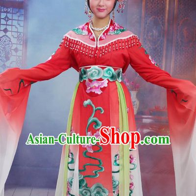 Chinese Traditional Huangmei Opera Peri Embroidered Red Dress Beijing Opera Hua Dan Costume for Women