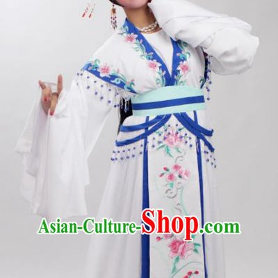 Chinese Traditional Huangmei Opera Embroidered Blue Peony Dress Beijing Opera Hua Dan Costume for Women