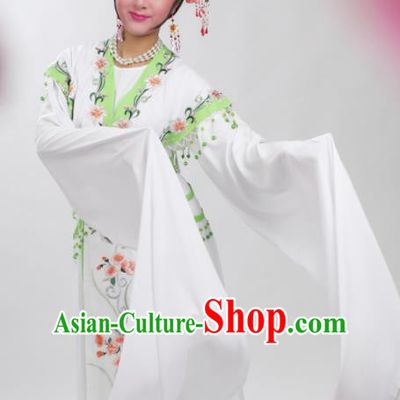 Chinese Traditional Huangmei Opera Embroidered Green Peony Dress Beijing Opera Hua Dan Costume for Women