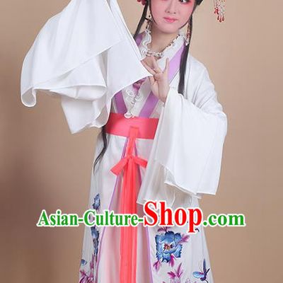Chinese Traditional Shaoxing Opera Embroidered Peony Purple Dress Beijing Opera Hua Dan Costume for Women