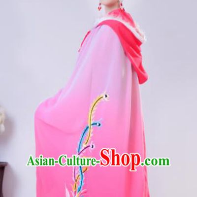 Chinese Traditional Shaoxing Opera Embroidered Rosy Cloak Beijing Opera Princess Hua Dan Costume for Women