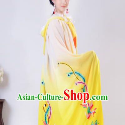 Chinese Traditional Shaoxing Opera Embroidered Yellow Cloak Beijing Opera Princess Hua Dan Costume for Women