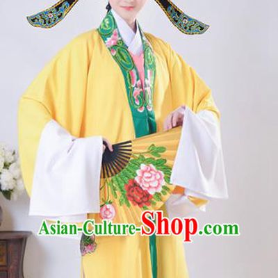 Chinese Traditional Peking Opera Gifted Scholar Embroidered Yellow Robe Beijing Opera Niche Costume for Men