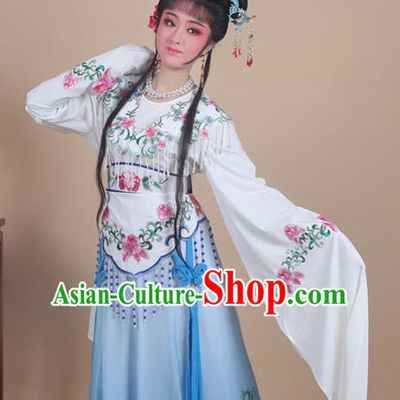 Chinese Traditional Huangmei Opera Nobility Lady Embroidered Blue Dress Beijing Opera Hua Dan Costume for Women