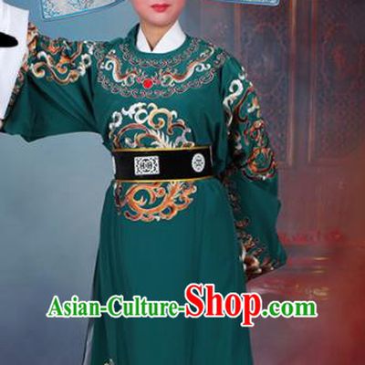 Chinese Traditional Peking Opera Number One Scholar Green Embroidered Robe Beijing Opera Niche Costume for Men