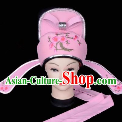Chinese Traditional Beijing Opera Gifted Scholar Headwear Peking Opera Niche Pink Hat for Men
