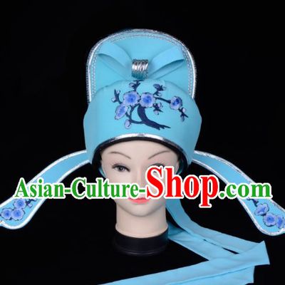 Chinese Traditional Beijing Opera Gifted Scholar Headwear Peking Opera Niche Green Hat for Men