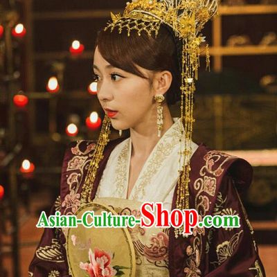 Drama Queen Dugu Chinese Ancient Northern Zhou Dynasty Empress Yang Lihua Historical Costume and Headpiece for Women