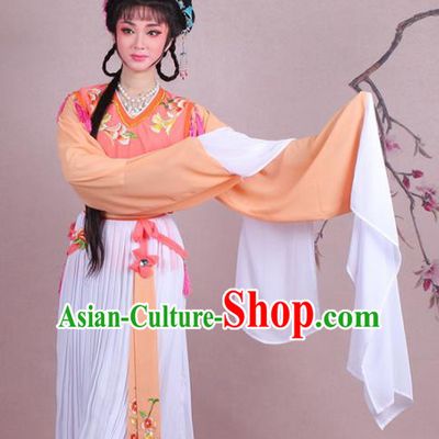 Chinese Traditional Shaoxing Opera Servant Girl Embroidered Orange Dress Beijing Opera Maidservants Costume for Women