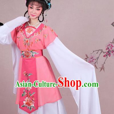Chinese Traditional Shaoxing Opera Court Maid Embroidered Rosy Dress Beijing Opera Maidservants Costume for Women