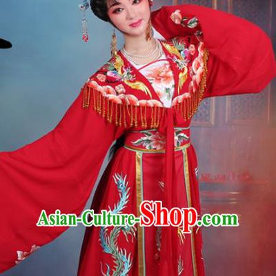 Chinese Traditional Shaoxing Opera Princess Peri Embroidered Red Dress Beijing Opera Hua Dan Costume for Women