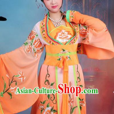 Chinese Traditional Shaoxing Opera Imperial Consort Embroidered Orange Dress Beijing Opera Hua Dan Costume for Women