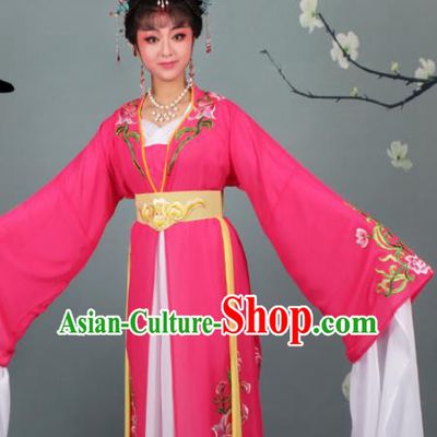 Chinese Traditional Huangmei Opera Princess Embroidered Rosy Dress Beijing Opera Hua Dan Costume for Women