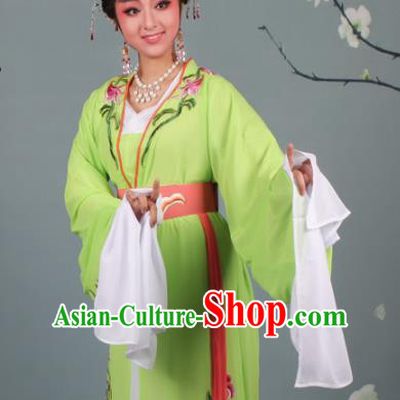 Chinese Traditional Huangmei Opera Princess Embroidered Green Dress Beijing Opera Hua Dan Costume for Women