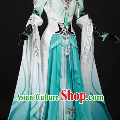 Chinese Traditional Cosplay Female Knight Green Hanfu Dress Ancient Swordswoman Costume for Women