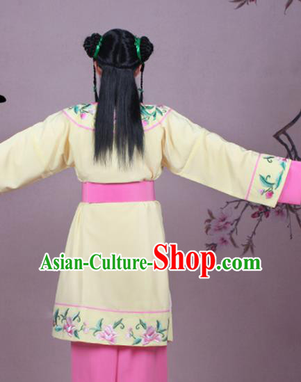 Chinese Traditional Peking Opera Servant Yellow Clothing Beijing Opera Livehand Costume for Men