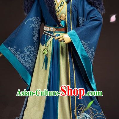 Chinese Traditional Cosplay Swordsman Hanfu Clothing Ancient Nobility Childe Costume for Men