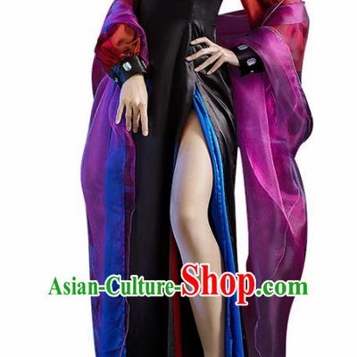 Chinese Traditional Cosplay Black Hanfu Dress Ancient Halloween Swordswoman Costume for Women