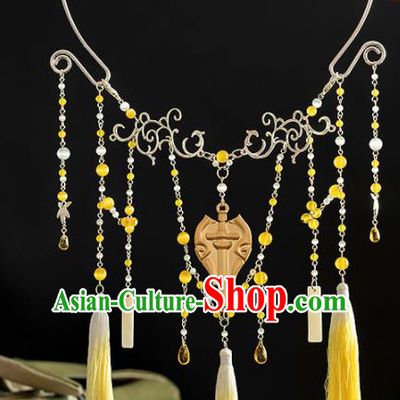 Chinese Traditional Accessories Ancient Princess Yellow Tassel Necklace for Women