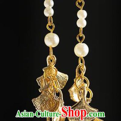 Chinese Traditional Accessories Ancient Princess Ginkgo Leaf Earrings for Women
