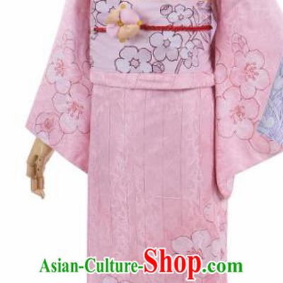 Traditional Halloween Cosplay Swordswoman Costume Japanese Kimono Pink Yukata Dress for Women