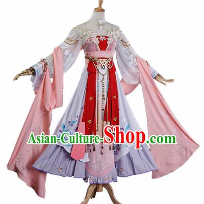 Traditional Halloween Cosplay Swordswoman Costume Chinese Ancient Princess Peri Hanfu Dress for Women