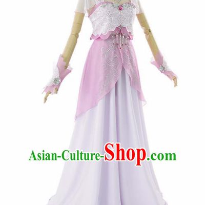 Traditional Halloween Cosplay Swordswoman Costume Princess Pink Hanfu Dress for Women