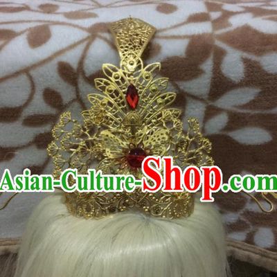 Chinese Traditional Hanfu Hair Accessories Ancient Prince Golden Hair Crown for Men