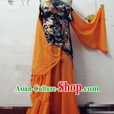 Chinese Traditional Cosplay Costume Ancient Peri Orange Hanfu Dress for Women