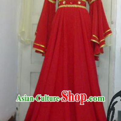 Chinese Traditional Cosplay Costume Ancient Peri Red Hanfu Dress for Women