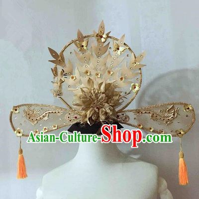 Chinese Traditional Golden Peony Phoenix Coronet Ancient Imperial Consort Hair Accessories Hairpins for Women