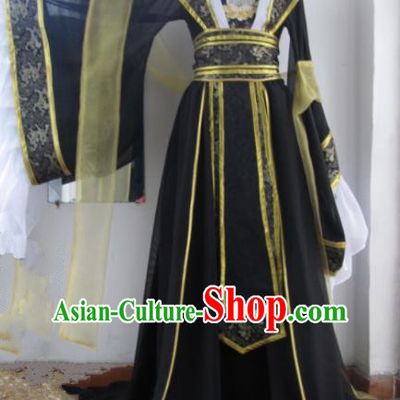 Chinese Traditional Cosplay Queen Costume Ancient Imperial Consort Black Hanfu Dress for Women