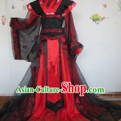 Chinese Traditional Cosplay Royal Highness Costume Ancient Swordsman Red Hanfu Clothing for Men