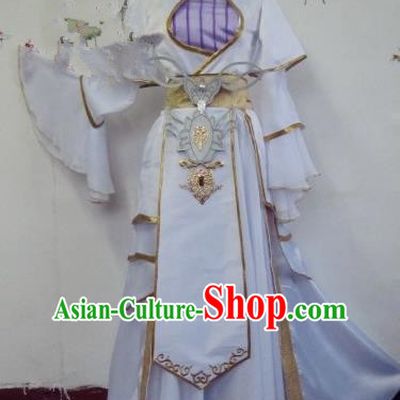 Chinese Traditional Cosplay Apsaras Costume Ancient Tang Dynasty Princess White Hanfu Dress for Women