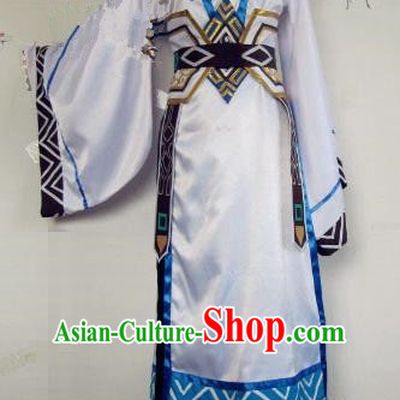 Chinese Traditional Cosplay Knight Nobility Childe Costume Ancient Swordsman White Hanfu Clothing for Men