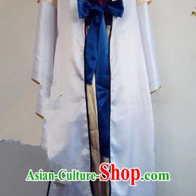 Chinese Traditional Cosplay Assassin Costume Ancient Swordsman White Hanfu Clothing for Men