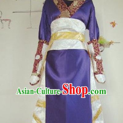 Chinese Traditional Cosplay Swordswoman Costume Ancient Imperial Consort Purple Hanfu Dress for Women
