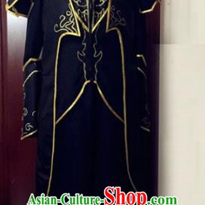 Chinese Traditional Cosplay Warrior Costume Ancient Swordsman Black Hanfu Clothing for Men