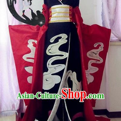 Chinese Traditional Cosplay Queen Costume Ancient Peri Goddess Black Hanfu Dress for Women