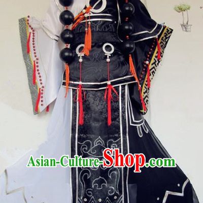 Chinese Traditional Cosplay Monk Black Costume Ancient Swordsman Hanfu Clothing for Men