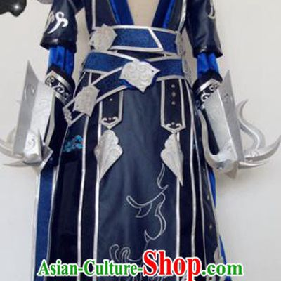 Chinese Traditional Cosplay Knight Navy Armour Costume Ancient Swordsman Hanfu Clothing for Men