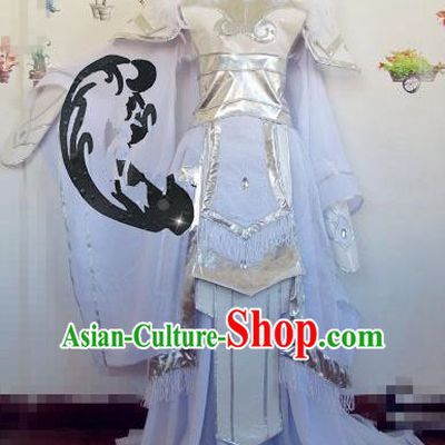 Chinese Traditional Cosplay Princess Wedding Costume Ancient Peri White Hanfu Dress for Women