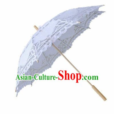 Chinese Traditional Photography Prop White Lace Umbrella Handmade Umbrellas
